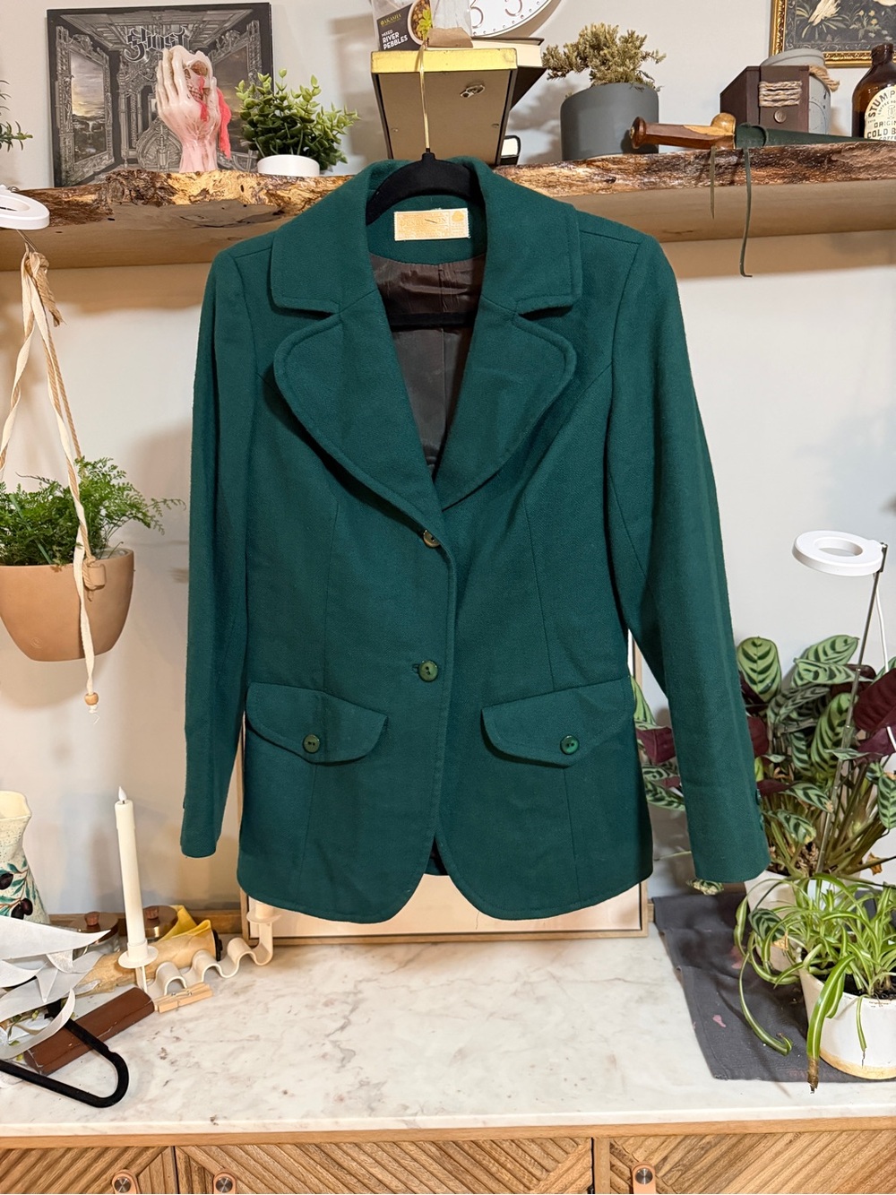 Helen Wolff Vintage Pendleton Deep Green Wool Blazer Jacket